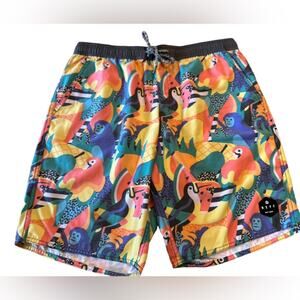 Neff  Unlined Swim Trunks in a Mens Large Tropical Animal Print